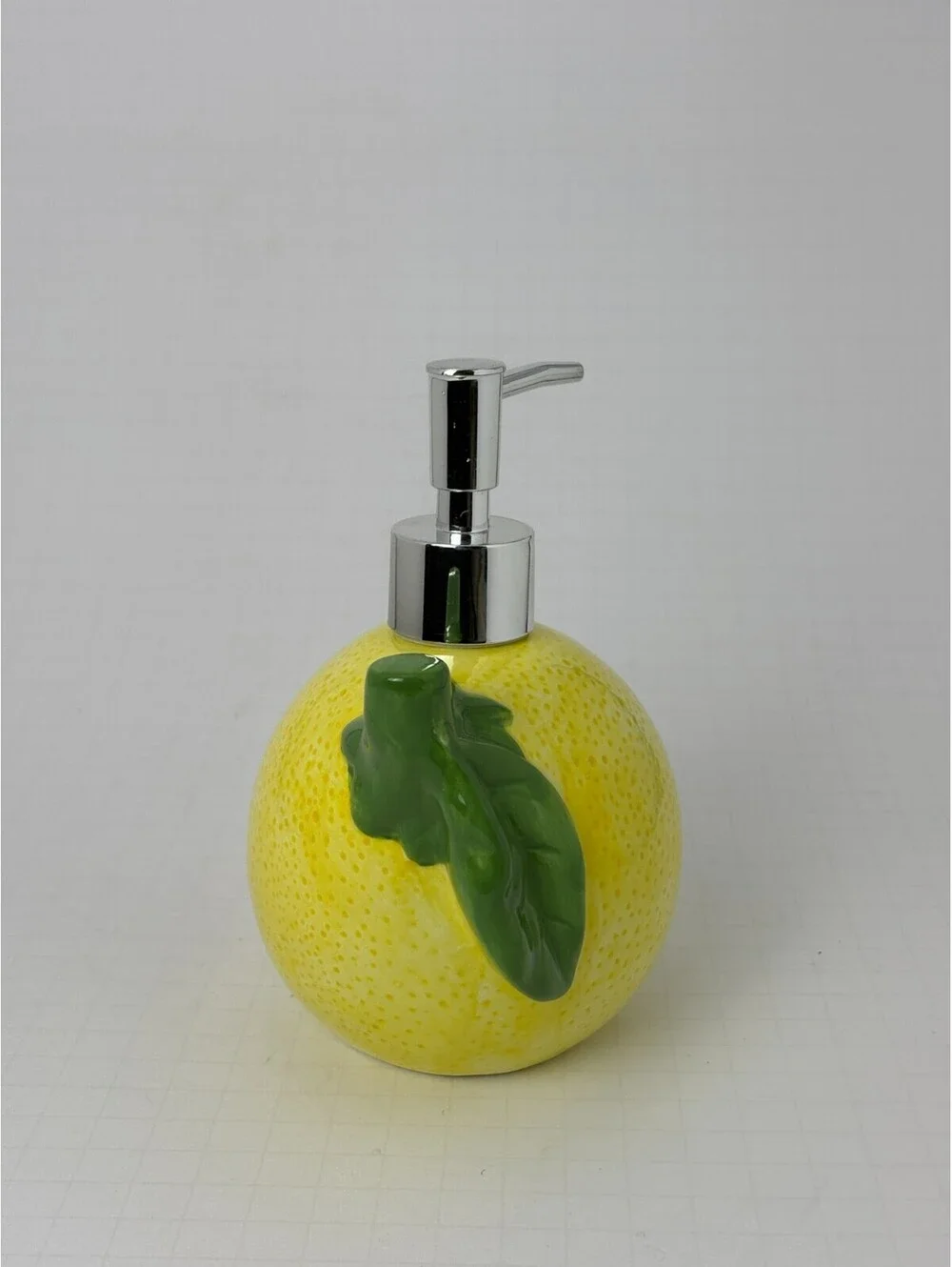 Lemon Soap Dispenser Hand Lotion Pump Yellow Textured Citrus Ceramic Decor